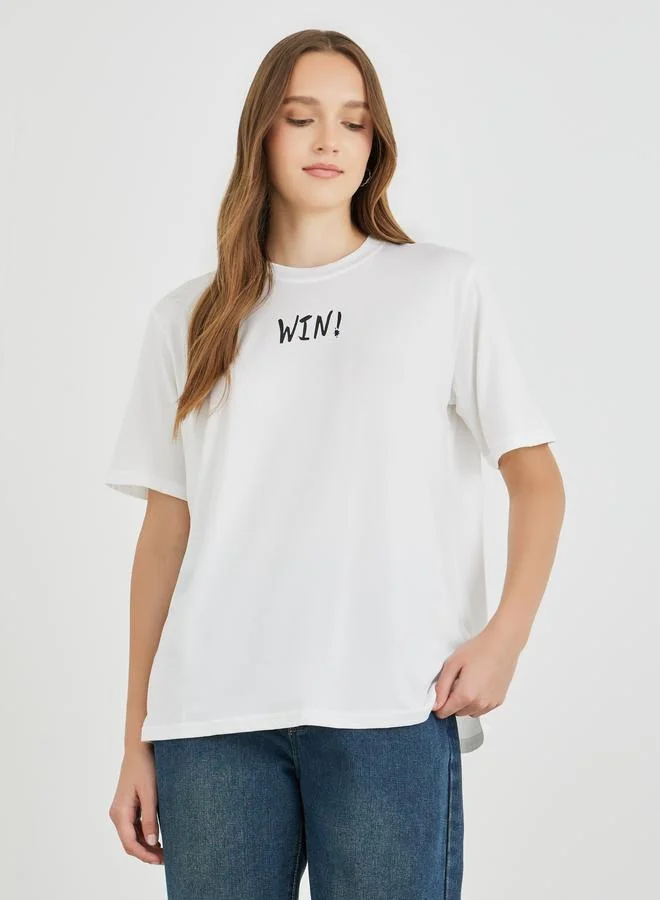 Take Two Slogan Print Round Neck T-Shirt